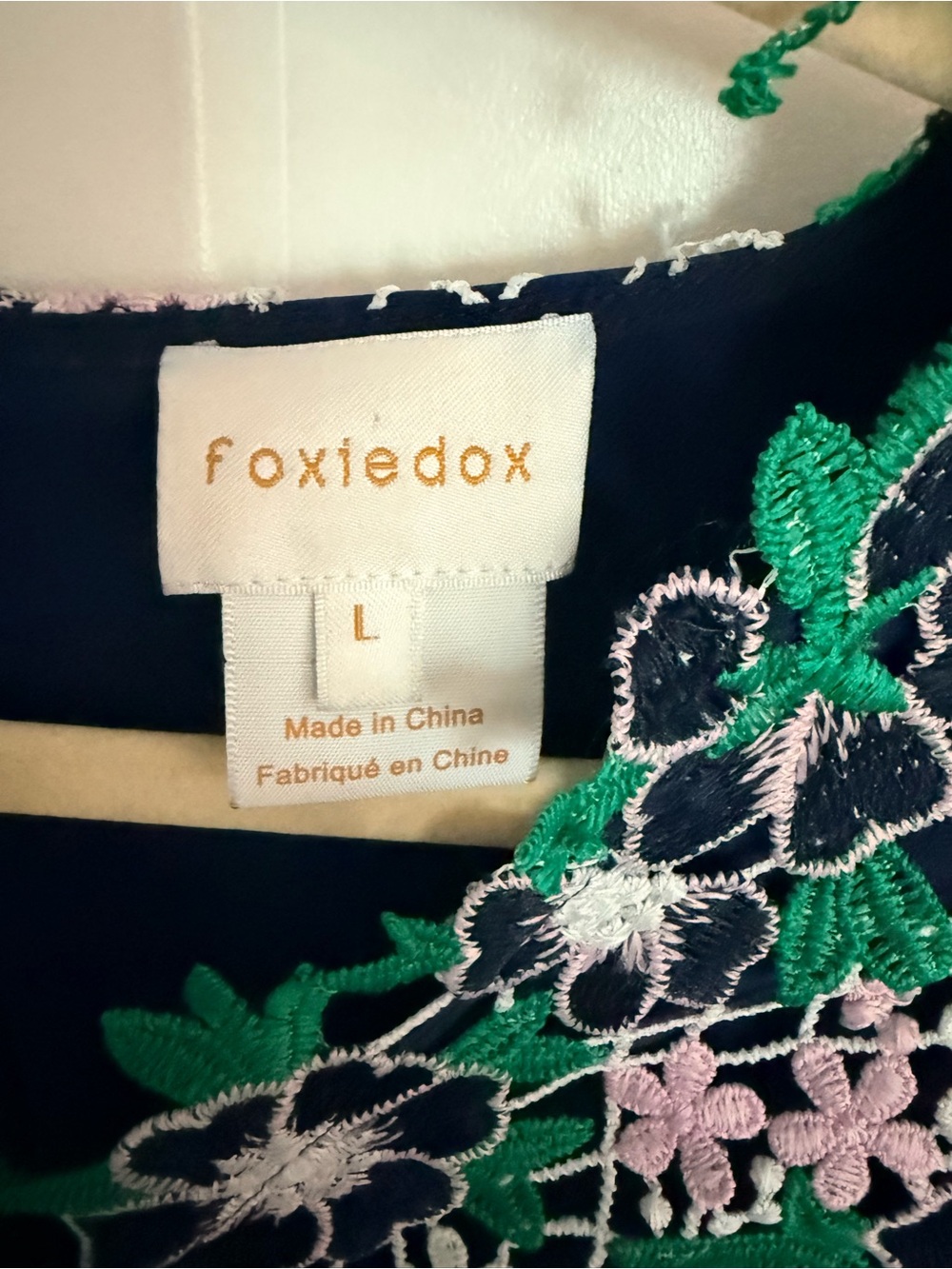 foxiedox by Anthropologie Navy, Green & Pink Floral Lace Midi Dress - Picture 2 of 5